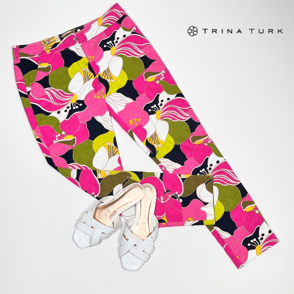 TRINA TURK Los Angeles tropical floral trousers pants - Picture 9 of 11